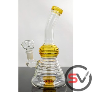 RIBBED ROUND GLASS WATER PIPE 8inch